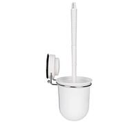 EBTOOLS Brosse WC Salle de Bain, Brosse de Toilette avec Support Brosse WC en Plastique Porte-Brosse WC à Séchage Rapide avec Ventouse et Poignée Antidérapante Montage Mural Blanc 33x12x10.2cm