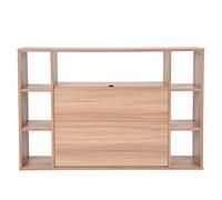 EBTOOLS Bureau d'ordinateur Pliant Mural avec Grande étagère de Rangement pour, Polyvalent et