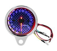EBTOOLS Compte Tour Moto Tachymètre Universel en Aluminium - Affichage LED DC 12V, Jauge Électronique 16000rpm - Argent et Bleu