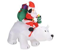EBTOOLS Décoration de Noël Gonflable à LED de Santa Bear pour Garden Party - Polyester avec Soufflant et Cordes Fixation, Bouchon AU (Plug UE 220-240V)