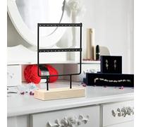 EBTOOLS Élégant 24 Trous Metal Jewelry Stand, pour Les Boucles d'oreilles et Les Colliers Stockage et Présentation en Blanc (Black)