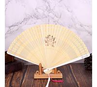 EBTOOLS Élégant Ventilateur de Main Pliant avec Gland Décoratif - Outil de Refroidissement Léger et Portable pour les événements d'été et la Décoration Intérieure (os d'éventail blanc)