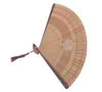 EBTOOLS Élégant Ventilateur de Main Pliant avec Gland Décoratif - Outil de Refroidissement Léger et Portable pour les événements d'été et la Décoration Intérieure (os d'éventail brun)