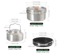 EBTOOLS Ensemble d'établissements de Cuisine CAM avec Pots, Casseroles et Bouilloires Pliables pour S - Compact pour Le Randonnée et Les Voyages