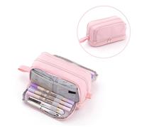 EBTOOLS Étui à Crayon Mignon de Grande capacité avec Fermeture à Glissière Facile à Multicouche pour le Stockage de Bureau d'école Élèves et Artistes Idéaux (PINK)