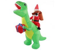 EBTOOLS Jolie Décoration Gonflable de Dinosaure de Noël avec Lumières LED Intégrées pour Une Affichage Jardin Festif, Facile à Gonfler et Stocker, Bouchon au Pont (Plug UE 100-240V)