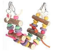 EBTOOLS Jouet d'activité de Swing d'oiseau en Bois pour Perroquets, Mâcher coloré et Pont de Jeu, Fournitures pour Animaux de Compagnie pour la santé Mentale et Les Soins