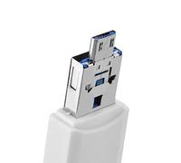 EBTOOLS Lecteur de Carte Mémoire 3-en-Type-C, USB et USB OTG pour Un Transfert et Une Lecture Efficaces avec des Systèmes Compatibles (White)