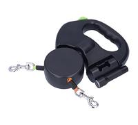 EBTOOLS Ligot à Double Chien Rétractable Automatique avec Boucle Rotative à 360 °, Lampe de Poche et Le Distributeur de Sacs pour Les Propriétaires d'animaux