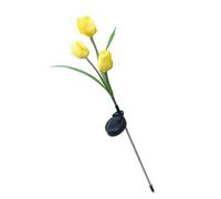 EBTOOLS Lumière élégante du Jardin Solaire avec 3 Fleurs Réalistes, Lumière de Pieu LED pour Patio, Arrière-Cour et Décoration de Pelouse en Rouge (Yellow)