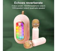 EBTOOLS Machine de karaoké Portable avec Ensemble de Microphones, Couleurs LED Rechargeables pour Les Fêtes en Plein Air et Intérieure, Les Enfants et Les Adultes (Pink)