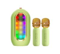 EBTOOLS Machine de karaoké Portable avec Ensemble de Microphones, Couleurs LED Rechargeables pour Les Fêtes en Plein Air et Intérieure, Les Enfants et Les Adultes (Green)
