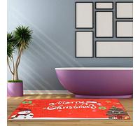 EBTOOLS Mat de Porte de Noël avec Conception de Bonhomme de Neige, Tapis de Sol en Flanelle pour Décoration Intérieure - Paillasson Lavable et Absorbant pour Toucher Festif