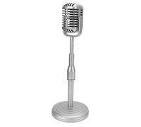 EBTOOLS Modèle de Microphone à L'ancienne de Simulation de Micro D'accessoire Vintage avec Base Stable et Tige de Support Ensemble D'accessoires de Micro de Style Rétro pour la Photographie(Argent)