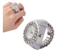 EBTOOLS Montre de bague Montre anneau de doigt brillant décoration strass montre anneau de quartz pour femme (argent)