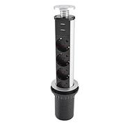 EBTOOLS Multiprise Encastrable Plan de Travail avec 4 Prises de Courant et Port USB Bloc Prise Escamotable avec Câble pour Table Bureau Cuisine