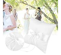 EBTOOLS Oreiller de Mariage en Satin Bowknot en Satin avec Perle de Simulation - Idéal pour Les Cérémonies, Décoration et, 20 * 20cm (15 * 15cm)