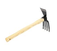 EBTOOLS Outil de Râteau à Houe à Main - Outil de Jardinage en Acier en Carbone Polyvalent avec Poignée en Bois Ergonomique pour Le Désherbage et la Récolte