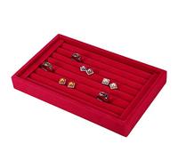 EBTOOLS Plateau d'affichage en Bois Rouge élégant avec Boîtier de Support de Bijoux à 7 Emplacements pour la Maison et l'utilisation de la Boutique (Rouge)