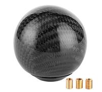 EBTOOLS Pommeau de levier de vitesse à boule ronde, pommeau de levier de vitesse de voiture avec adaptateurs accessoire universel d'automobile de tête de bâton de vitesse en Fiber de carbone noire