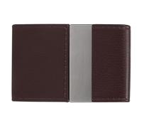 EBTOOLS Porte-Carte de Visite à Double Ouverture en Acier Inoxydable - Élégant étui de Carte de Crédit PU pour Une Utilisation Professionnelle et des Cadeaux (Café)