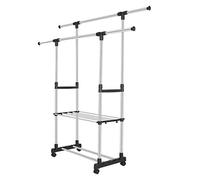 EBTOOLS Porte-manteau avec double barre - En métal - Avec 2 couches - Pour balcon et jardin