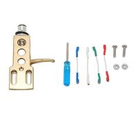 EBTOOLS Porte-Stylet en Alliage en Aluminium pour Phonographe avec 4 Fils de Connexion - DJ Cartouche Compatible avec Les Platines (Doré)