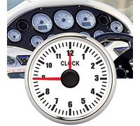 EBTOOLS pour horloge marine 2in horloge compteur jauge universel 0-12 horomètre horloge tableau de bord jauges affichage rétro-éclairage rouge 12 V / 24 V pour voiture bateau Yacht Marine(Cadran blan