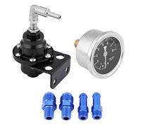 EBTOOLS pour regulateur de pression essence reglable Kit de Régulateur de Pression de Carburant Réglable Voiture Universelle 160psi Réglable 1: 1 Kit de Jauge D'huile de Régulateur de Pression de Car