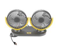EBTOOLS pour ventilateur auto 12v Ventilateur de Voiture USB Ventilateur de Voiture Portable Climatiseur Automatique Refroidisseur Ventilation 12V, Double Tête(Jaune noir)