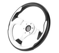 EBTOOLS pour volant voiture sport Volant universel 13in 320mm Blanc en cuir PU Universel Sport Racing Drift Volant