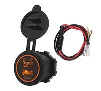 EBTOOLS Prise de Chargeur USB de Moto, Double USB étanche Chargeur de Tablette de téléphone Portable de Voiture Chargeur Rapide de sécurité pour QC 3.0(DC12V-24V-Orange)