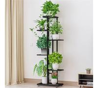 EBTOOLS Rack de Rangement de Support de Plante en Métal à 6 Niveaux pour Pots à Fleurs, Pieds, Assemblage Facile, Design Minimaliste élégant pour Une Utilisation Intérieure/Extérieure (Gris foncé)
