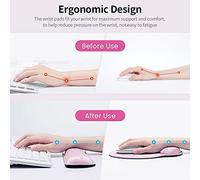 EBTOOLS Repos de Poignet Ergonomique pour Clavier et avec Base en Caoutchouc, Couverture de Tissu Confortable, Gris (Rose rouge)
