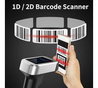 EBTOOLS Scanner de Codes à Barres 2D 1d QR avec écran LCD de 0,8 ", Connexion 3 en et Filaire, Batterie Rechargeable, Compatible avec, pour la Vente au Détail et la Logistique