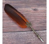 EBTOOLS Stylo à Plumes en Plumes Vintage avec Boîte à - Élégant Stylo d'écriture de Calligraphie en Bleu, et Acier Inoxydable (ORANGE)