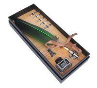 EBTOOLS Stylo à Plumes en Plumes Vintage avec Boîte à - Élégant Stylo d'écriture de Calligraphie en Bleu, et Acier Inoxydable (GREEN)