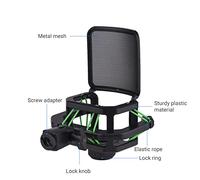EBTOOLS Support d'amortissement en Microphone en Plastique avec Support de Micro à Vibration Métallique pour 23,5-24,5 Mm de Diamètre, Adaptateur à Vis (GREEN)