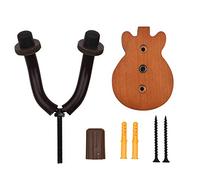 EBTOOLS Support Mural de Guitare en Bois avec Barres Métalliques pour Acoustique, Guitares électriques, Basse, ukulélé - Robuste et Design (Grain de Bois foncé)