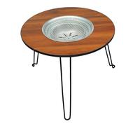 EBTOOLS Table de Camping Rond avec Pichet au Charbon de Bois - Gril à Barbecue en Bois Pliable Multifonctionnel pour la Cuisine et Le thé en Plein Air