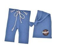 EBTOOLS Tenue de Photographie Nouveau-née Vêtements de Crochet Bleu avec Chapeau de Queue et en Bois pour Nourrissons - Doux, Respirant,