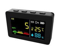 EBTOOLS Testeur d'humidité de Température 3-en-CO Portable Testeur d'humidité avec Affichage de Couleur Alarme Vocale Indicateur de quantité électrique (Black)