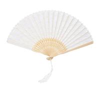 EBTOOLS Ventilateur Pliant à Main en Dentelle Vintage à Double Couche pour Femmes - de Fête et Décoration de Maison, Léger, (Perche blanche dentelle blanche)