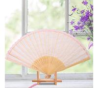 EBTOOLS Ventilateur Pliant Vintage Japonais, Fan de Dentelle Décorative pour la Maison et les Mariages, les Femmes et les Filles élégantes (Ventilateur rose blanc)