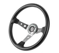 EBTOOLS Volant sport de voiture 14in 350mm universel en aluminium PU cuir voiture sport course dérive volant argent