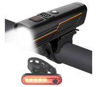 EBUYFIRE Lumières de Vélo Capteurs de Lumière et Affichage Numérique, Set d'Éclairage LED Rechargeable pour Vélo - Super Luminieux Phare Avant et Arrière,Lampe Torche Cyclisme (1 Ensemble)
