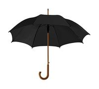 eBuyGB Grand parapluie classique à ouverture automatique en bois avec poignée courbée pour homme et femme - Noir 105 cm de longueur 90 cm
