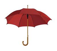 eBuyGB Grand parapluie classique à ouverture automatique en bois avec poignée courbée pour homme et femme - Bordeaux - 105 cm d'envergure 90 cm de long