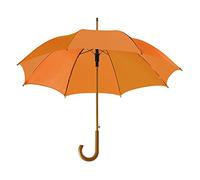 eBuyGB Parapluie pliable automatique classique en bois avec poignée courbée, Orange, 90 cm, Parapluie pliable