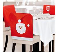 eBuyGB Red Hat Chaise de Salle à Manger Assise Covers-Father Noël/fête de Noël (Santa Visage), X 4, Feutre, Père Noël, Visage, 33.81 x 25.2 x 6.6 cm